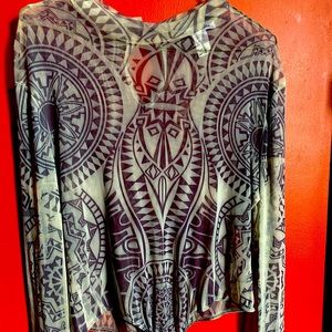 Sheer Abstract Print Bodysuit